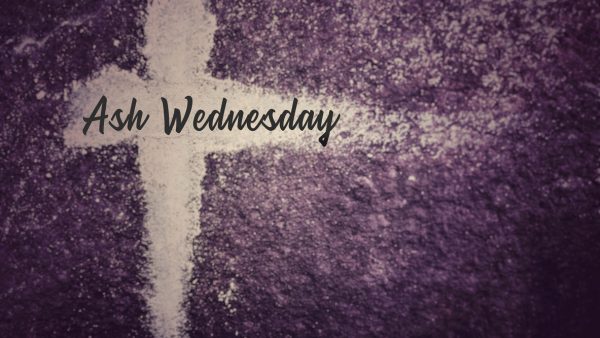 Lent Season, Holy Week, Ash Wednesday, Palm Sunday and Good Friday concepts. Ash Wednesday text in purple vintage background.